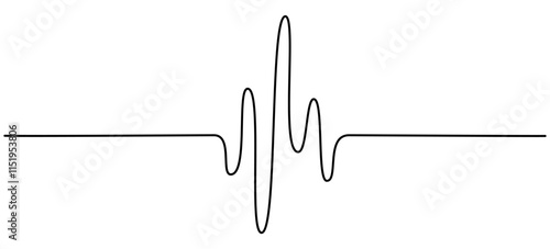 Heartbeat cardiogram continuous line art drawn. Heart pulse and rate symbol. Vector illustration isolated on white.