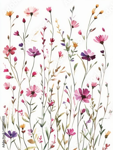 Elegant Watercolor Floral Bouquet with Colorful Flowers