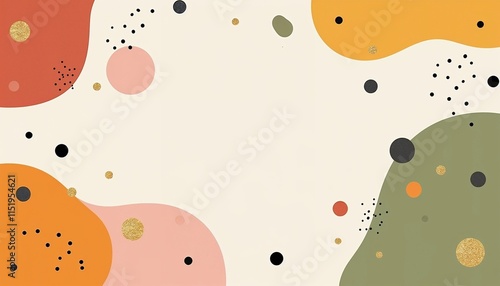 Abstract Wallpaper with Cute Spots in Orange, Yellow, Green, and Black