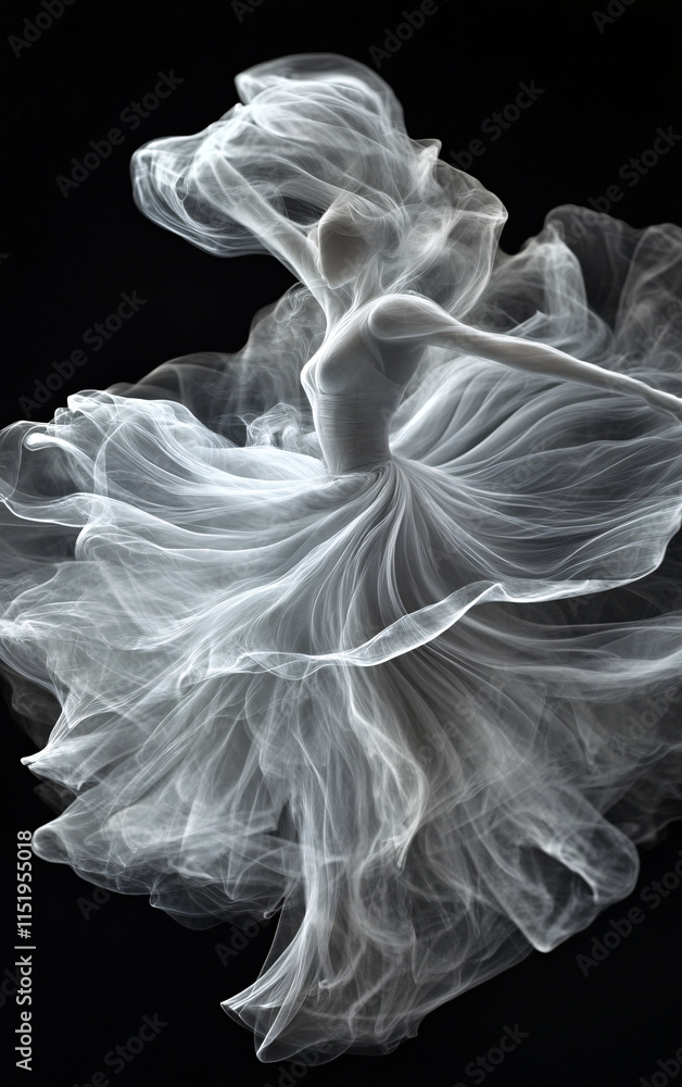 Fototapeta premium Ethereal swirling smoke formations captured against a dark background, creating intricate and fluid patterns ideal for abstract and mystical art themes