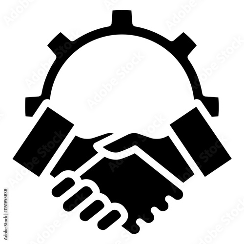 Job Agreement Glyph Icon, Handshake Icon, Black And White Glyph Icon Symbol