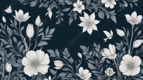 Wallpaper Mural floral frame pattern background Torontodigital.ca