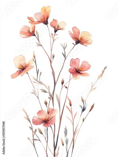 Elegant Watercolor Floral Bouquet with Colorful Flowers