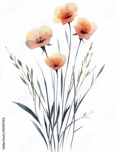 Elegant Watercolor Floral Bouquet with Colorful Flowers