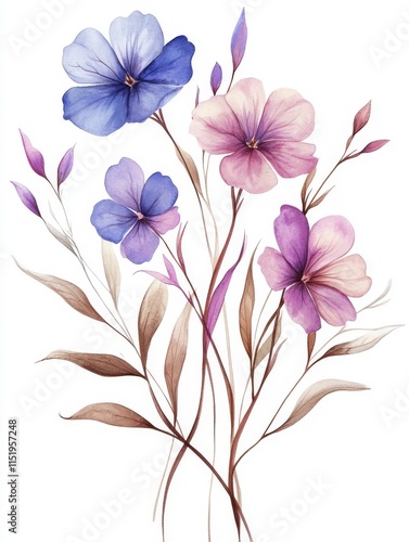 Elegant Watercolor Floral Bouquet with Colorful Flowers