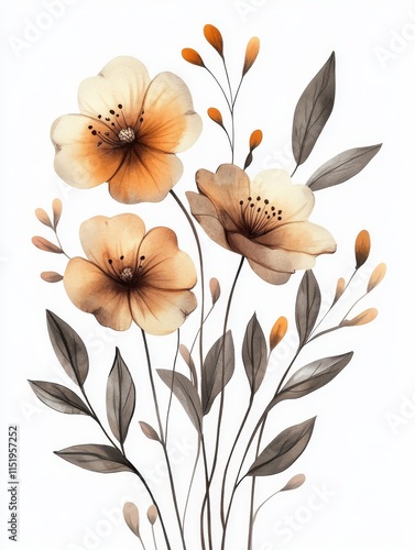 Elegant Watercolor Floral Bouquet with Colorful Flowers