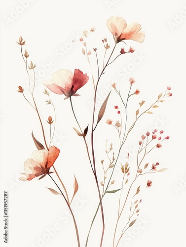 Elegant Watercolor Floral Bouquet with Colorful Flowers