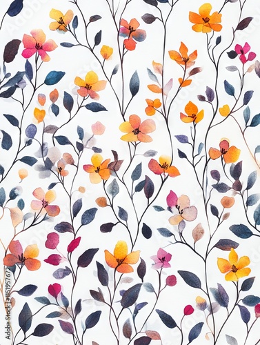 Elegant Watercolor Floral Bouquet with Colorful Flowers