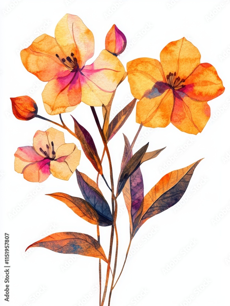 Fototapeta premium Elegant Watercolor Floral Bouquet with Colorful Flowers