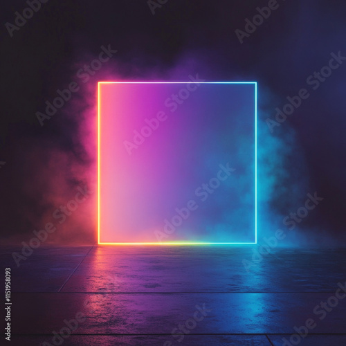A dark grey rectangle on a dark background the edges of the rectangle are emitting bright but noisy pastel colours