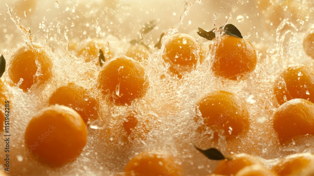 Juicy Oranges Splashing in Refreshing Water Juicy Oranges Splashing in Refreshing Water