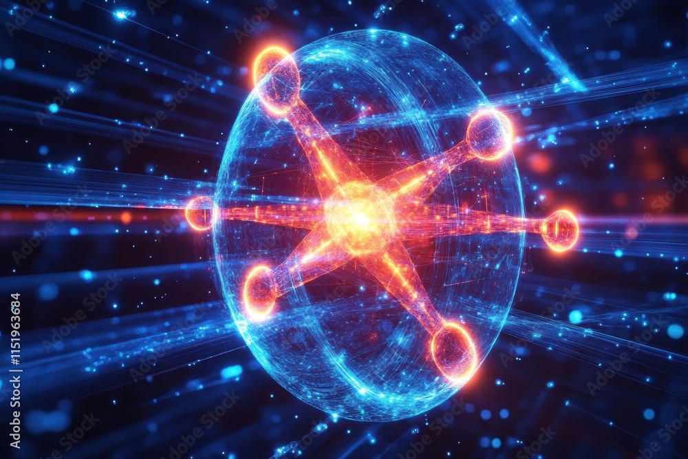 Obraz premium Exploring quantum computing technologies digital realm abstract visuals high-tech environment futuristic concept