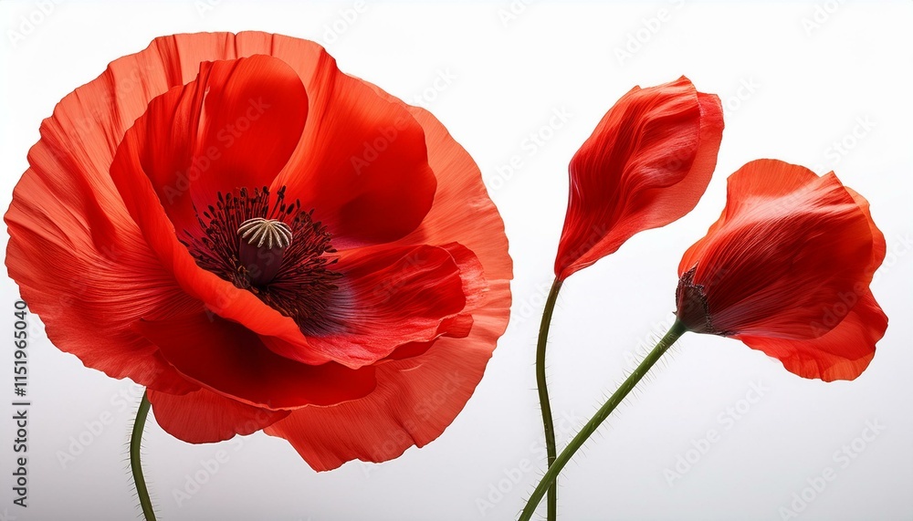 Naklejka premium red poppy isolated on white background