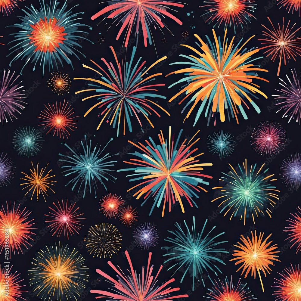 Vibrant fireworks illuminate the night sky in a dazzling display of color and light. A festive and celebratory scene. Vibrant fireworks illuminate the night sky in a dazzling display of color and light. A festive and celebratory scene.