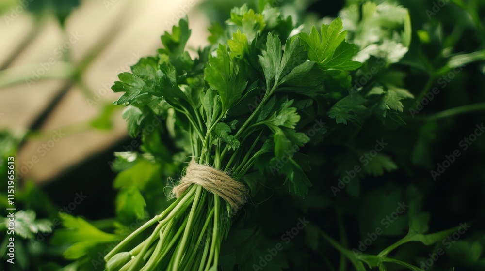 Fototapeta premium Fresh Parsley Bunch - Vibrant Green Herb