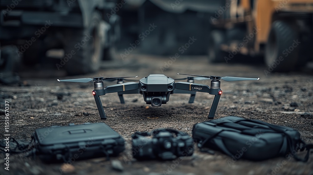 Professional drone operator in action outdoor workspace aerial photography industrial environment close-up perspective Professional drone operator in action outdoor workspace aerial photography industrial environment close-up perspective