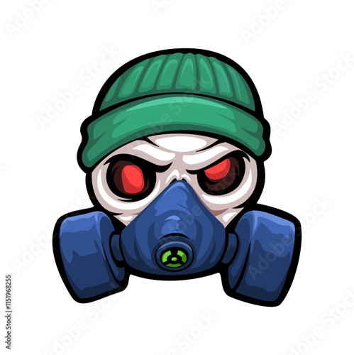 Skull Wear Gas Mask Head Character Illustration Vector