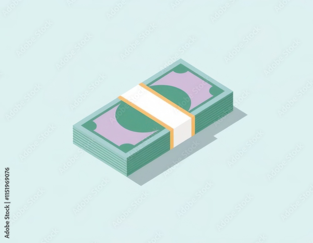 Bundle of Cash Wrapped with a Band on a Soft Background Bundle of Cash Wrapped with a Band on a Soft Background