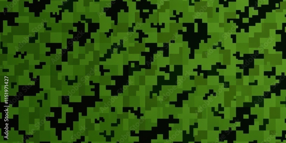 Abstract Pixelated Camouflage Pattern with Dark Green and Black Squares for Digital Design Abstract Pixelated Camouflage Pattern with Dark Green and Black Squares for Digital Design