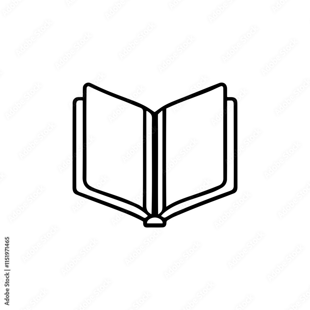 A book icon silhouette made with lines on white background A book icon silhouette made with lines on white background