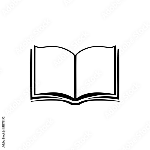 A book icon silhouette made with lines on white background