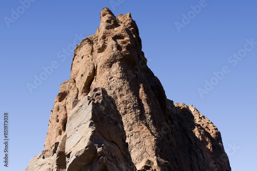 Gran Canaria, landscape of the central part of the island, Las Cumbres, ie The Summits, Roque Bentayga formation in Caldera de Tejeda