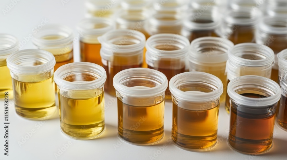 Urine Samples in Various Shades for Medical Analysis Urine Samples in Various Shades for Medical Analysis