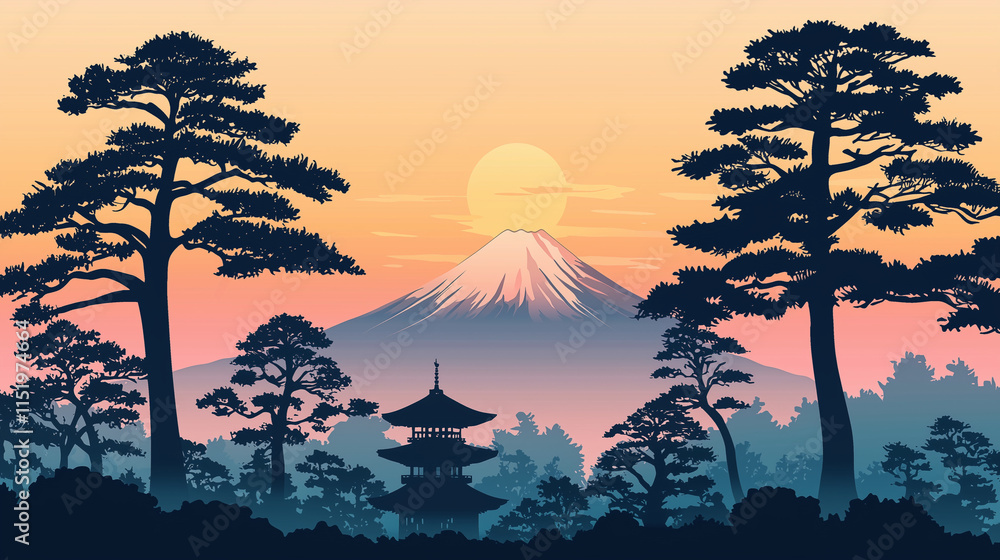 Obraz premium 和柄-新年の富士山