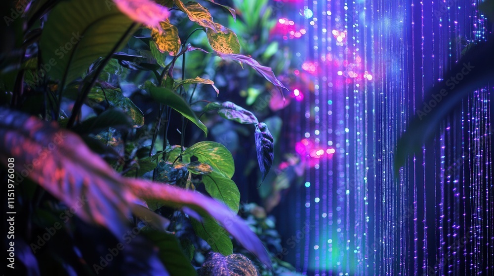 Luminescent Digital Garden, a futuristic landscape where vibrant plants emit glowing pixelated light, creating a mesmerizing atmosphere. Luminescent Digital Garden, a futuristic landscape where vibrant plants emit glowing pixelated light, creating a mesmerizing atmosphere.