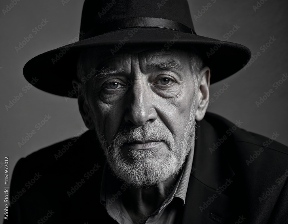 Timeless Black-and-White Studio Portrait of a Bearded Man Timeless Black-and-White Studio Portrait of a Bearded Man