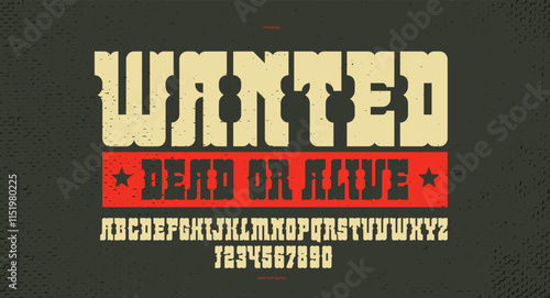 Massive serif font in American style, wild west saloon and western vector typography for logo creation, bold typeface in vintage America style, display font for posters and headlines.