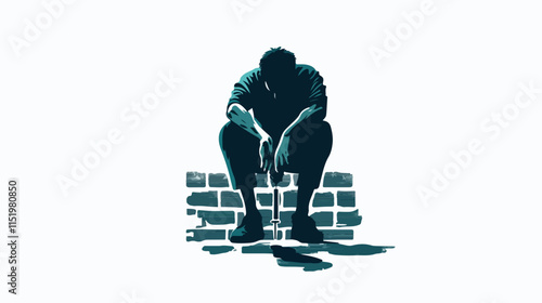 Drug addict. Illustration of a person abusing drugs.