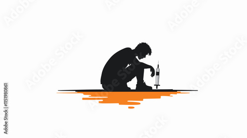 Drug addict. Illustration of a person abusing drugs.
