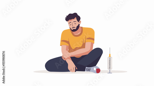 Drug addict. Illustration of a person abusing drugs.