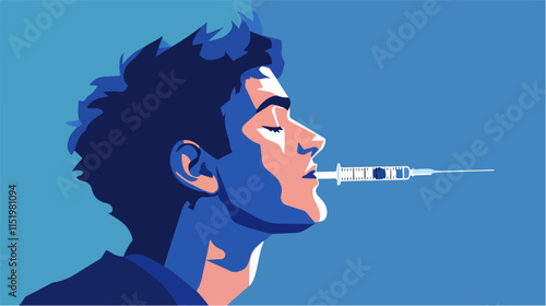 Drug addict. Illustration of a person abusing drugs.