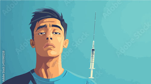 Drug addict. Illustration of a person abusing drugs.