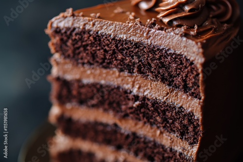 Delicious Chocolate Layer Cake Slice Awaiting Enjoyment photo