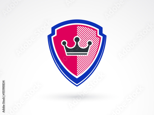Shield with crown logo vector, ammo protection symbol, royal power, insurance or guarantee.