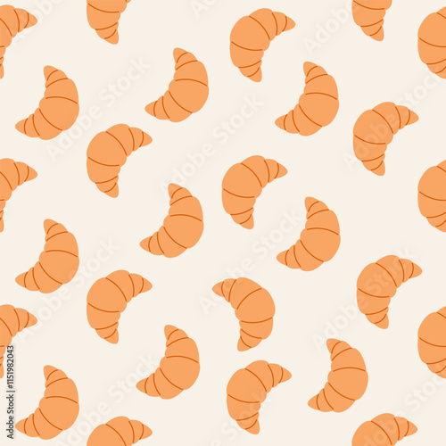 Seamless pattern of croissants hand drawn