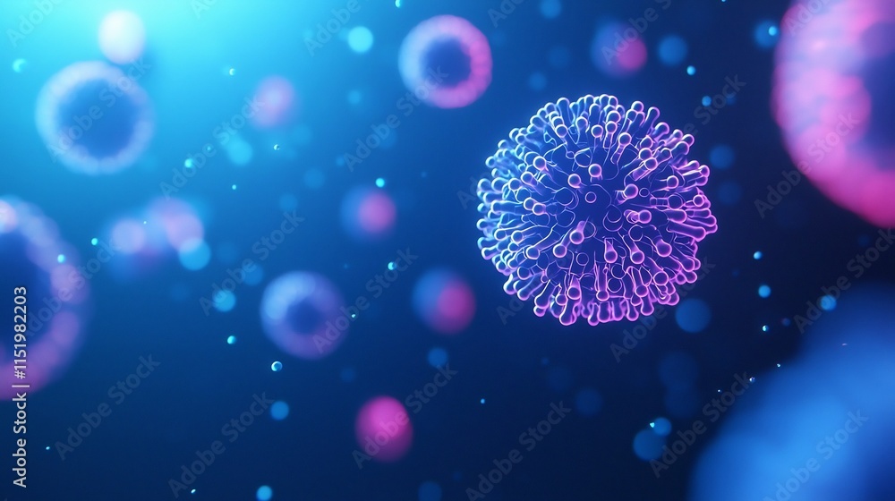 Fototapeta premium Floating Holographic DNA Sequences with Vibrant Futuristic Scientific Patterns