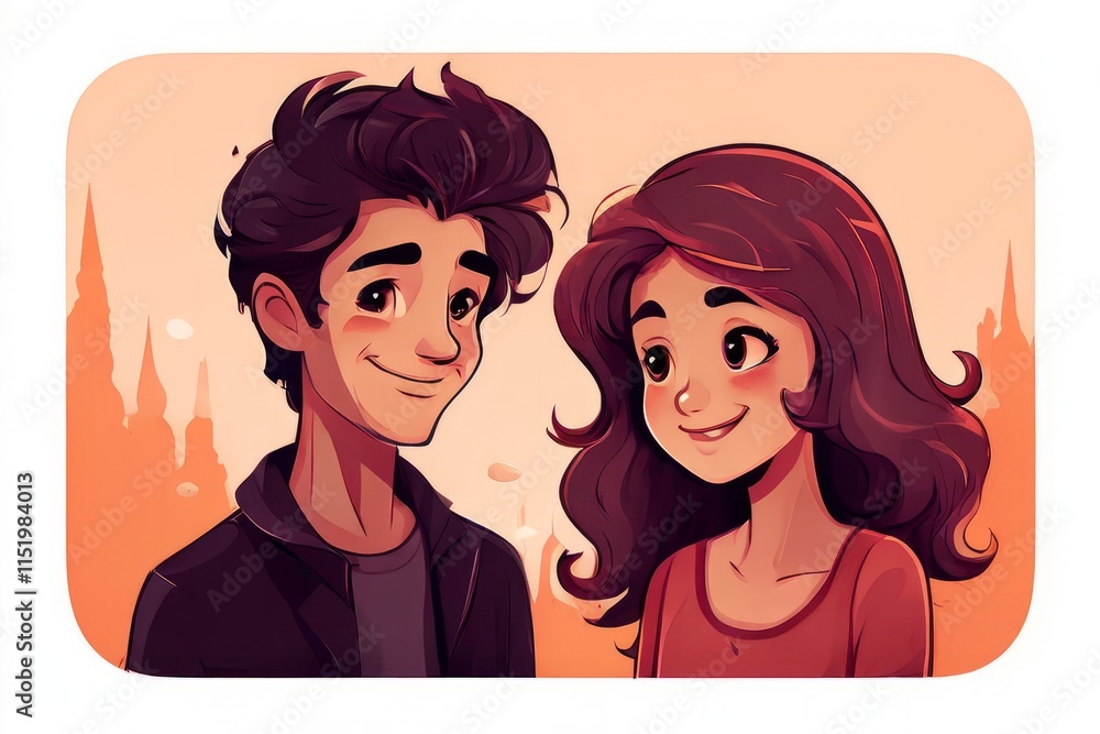 a couple looking at a photograph smiling sticker d cute fantasy a couple looking at a photograph smiling sticker d cute fantasy