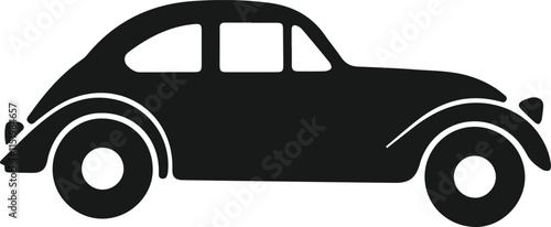 Vintage Car Silhouette in Minimalist Black Design on White Background