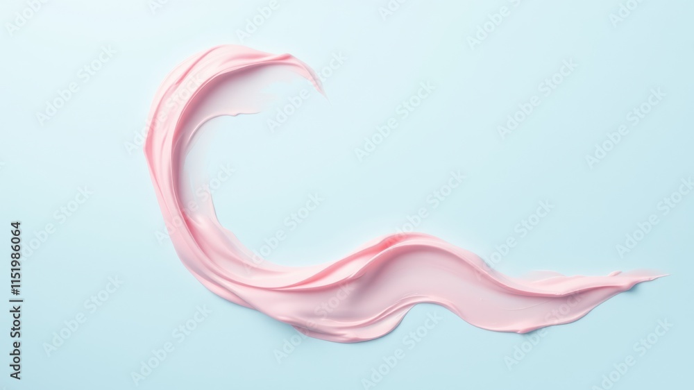 Abstract Swirling Pink Cream on a Light Blue Background Abstract Swirling Pink Cream on a Light Blue Background