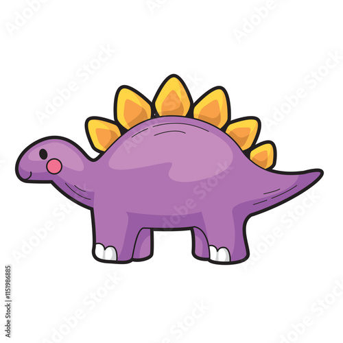 Cute cartoon stegosaurus ideal for children's books, dinosaur themed designs, educational materials, greeting cards, and merchandise. Whimsical and eye catching