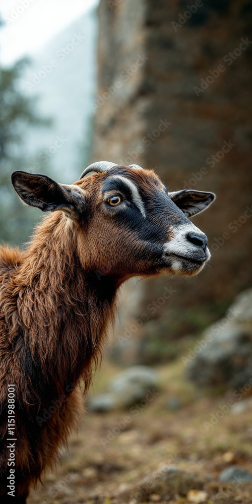 Fototapeta premium Concept photo of goat with space for text