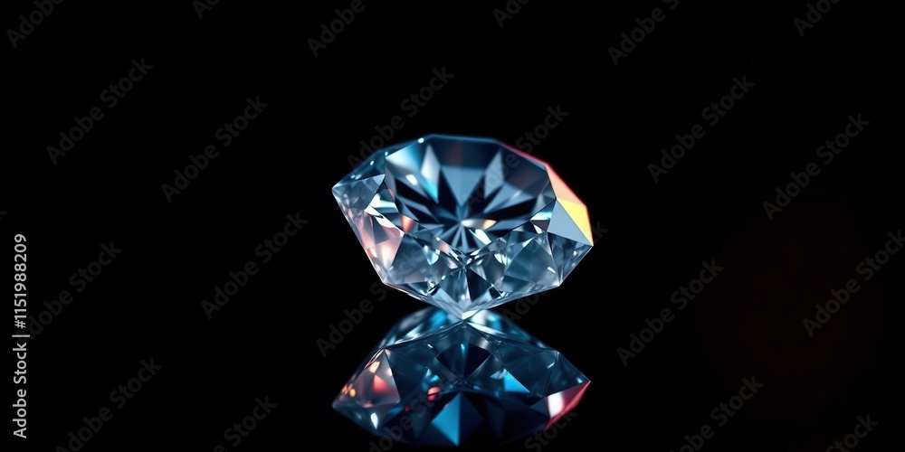 A Brilliant Cut Diamond Reflecting Light On A Black Surface A Brilliant Cut Diamond Reflecting Light On A Black Surface