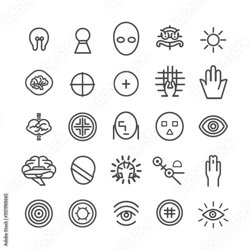 A Collection Of Black And White Line Art Icons Representing Human Perception And Sight