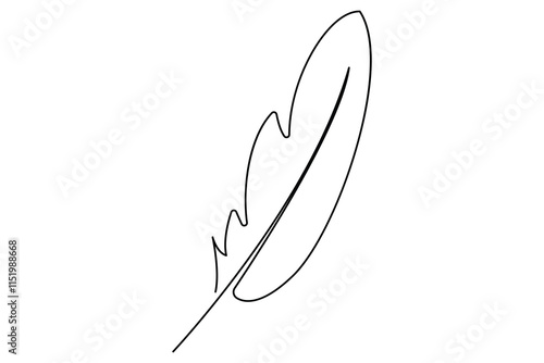 Bird feather continuous one line drawing of bird feather icon  Isolated on white background vector illustration
