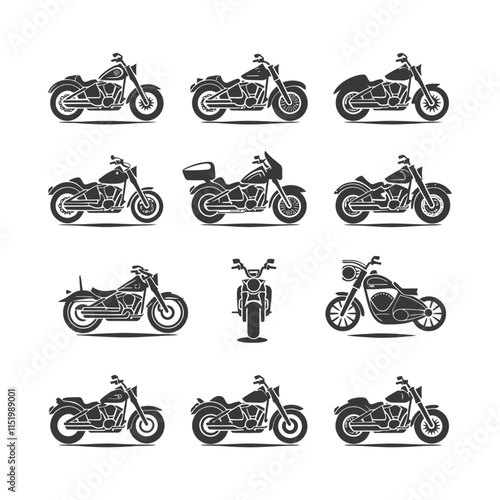 A Collection Of Black And White Motorcycle Silhouettes