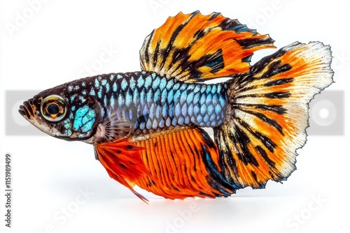 Macropodus opercularis, also known as paradise fish, are tropical gouramis commonly kept in aquariums. photo